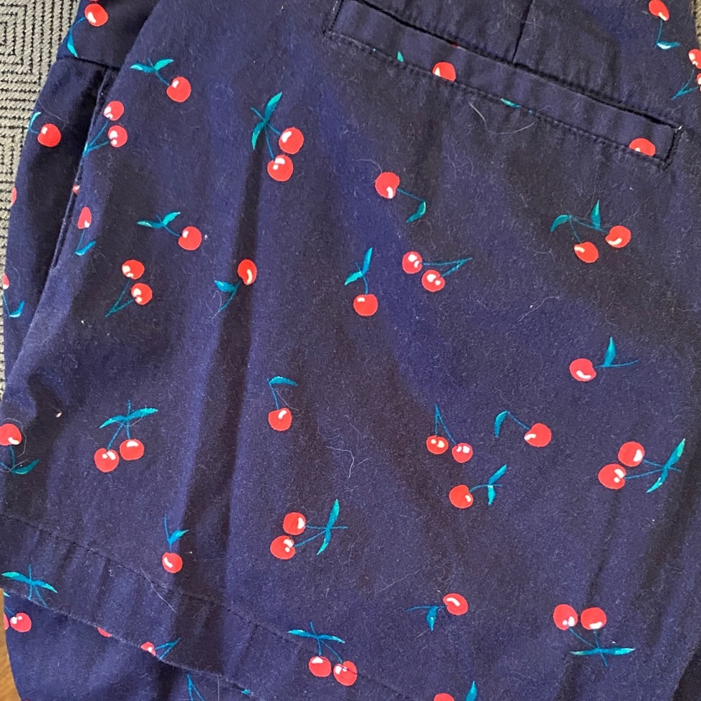 Cynthia Rowley Navy Cherry Print High Waist Shorts